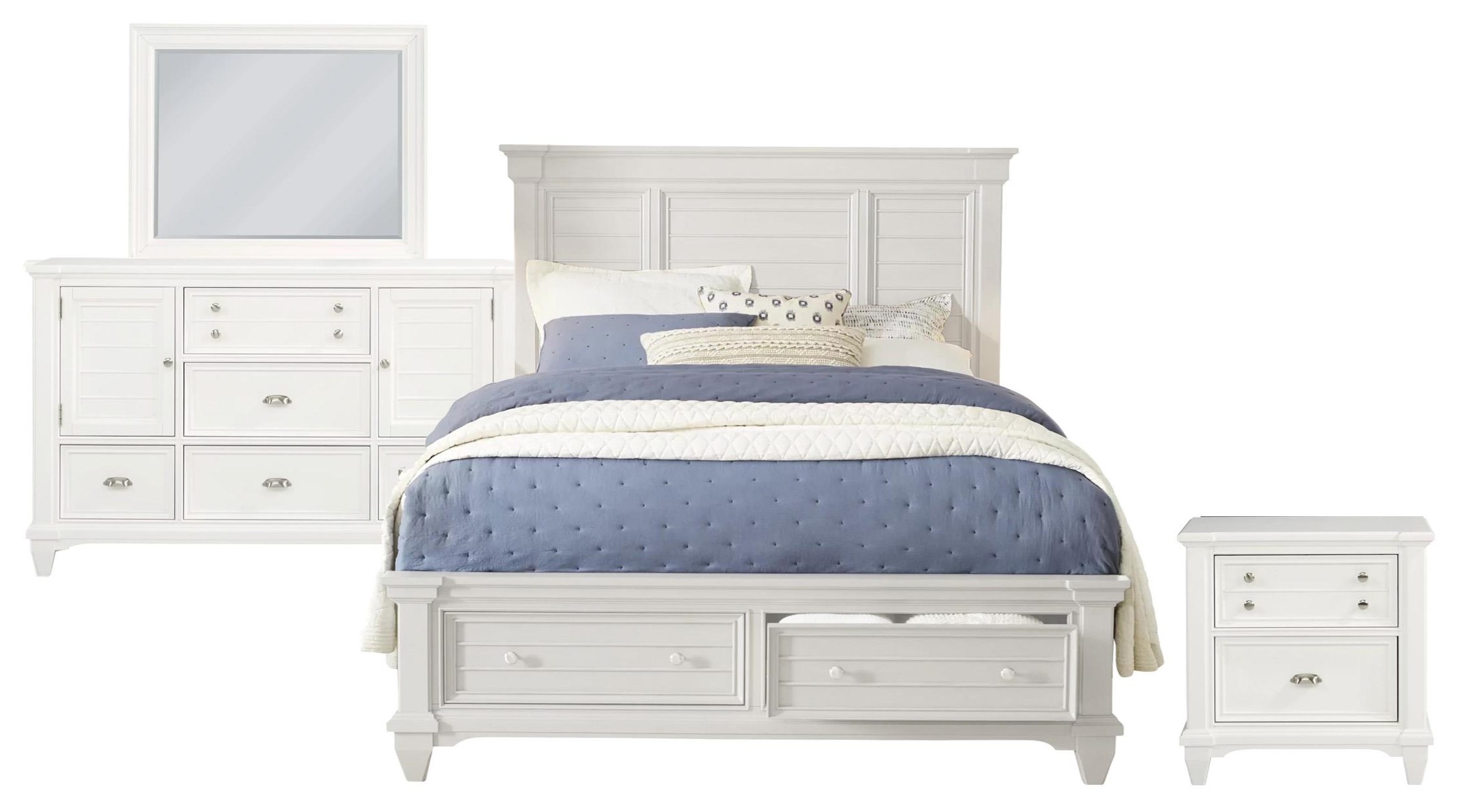 Folio 21 Hilton Head King Storage Panel Bed, 5 Drawer 2 Door Dresser